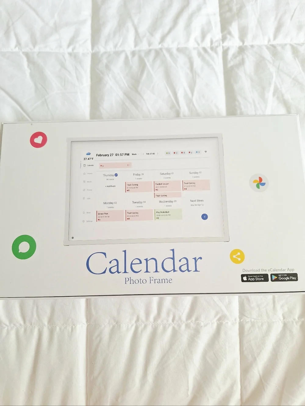 eCalendar 10.1 Inch Smart Electronic Desk Calendar - Black
